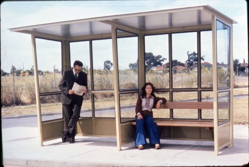 #41 Waiting for public transport to arrive, Melbourne, circa 1970s