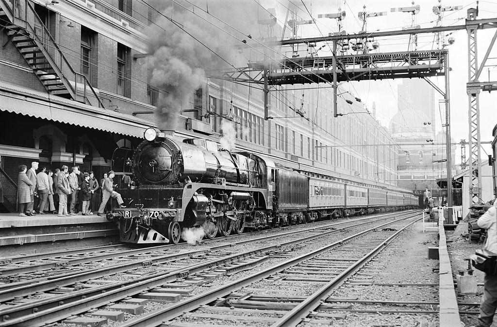 #46 Locomotive at Flinders Street Station, Melbourne, Australia, 1970.