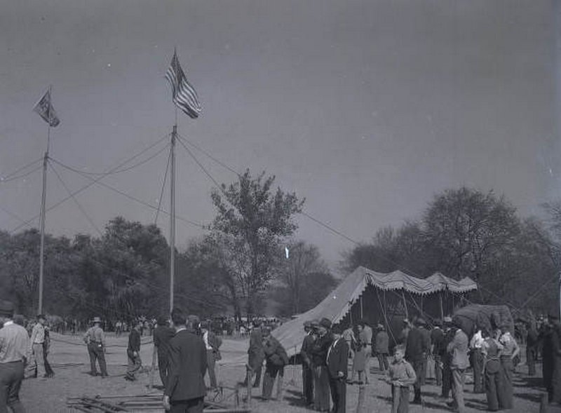 #27 Circus staff raising a tent, Nashville, Tennessee, 1938