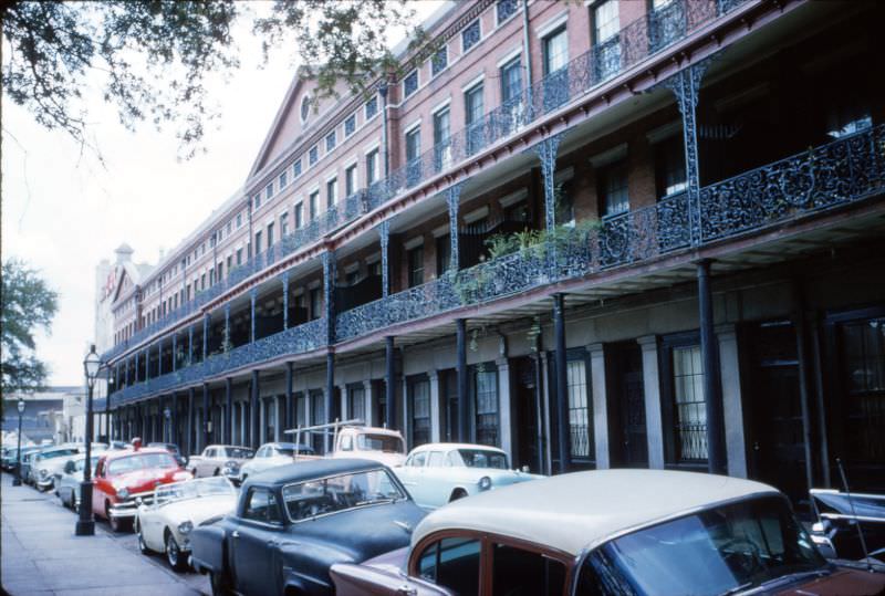 #95 Cars along Pontalba Apt street, New Orleans, 1956.