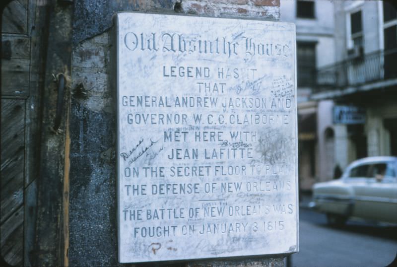 #103 Old Absinthe House plaque, New Orleans, 1956.