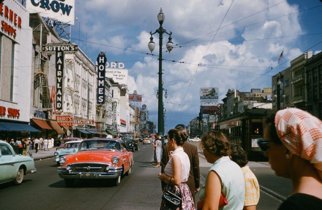#12 A street view of Canal street in New Orleans, 1957.