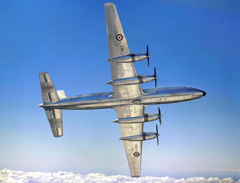 #4 The first Bristol Britannia C.1 in RAF service, XL636 ‘Argo’ of No. 99 Squadron, RAF Transport Command, during a flight from its base of RAF Lyneham, Wiltshire, 1959