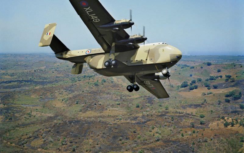 #5 Blackburn Beverley (XL149) of No. 30 Squadron RAF in flight over the Kenyan bush, 1961
