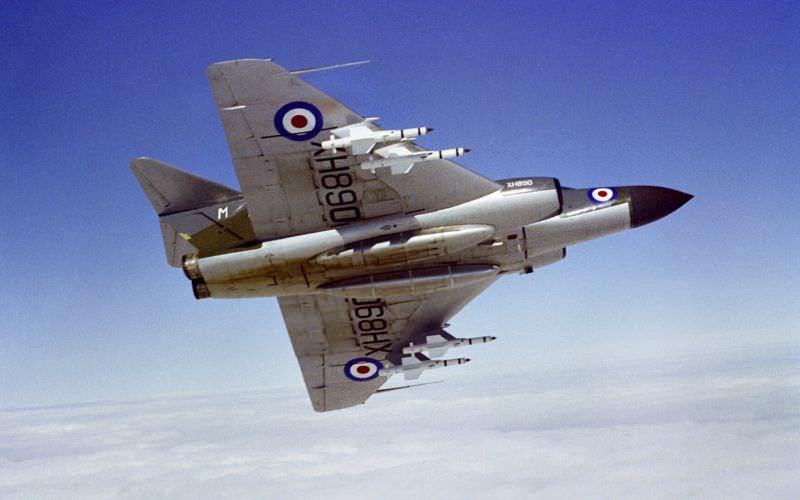 #1 A Gloster Javelin FAW.9R (XH890) of No. 23 Squadron banking away from the camera. This aircraft is flying from No. 23 Squadron’s base at RAF Coltishall, Norfolk, 1963