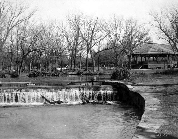 #69 San Antonio River spillway and park pavilion, Brackenridge Park, San Antonio, 1927