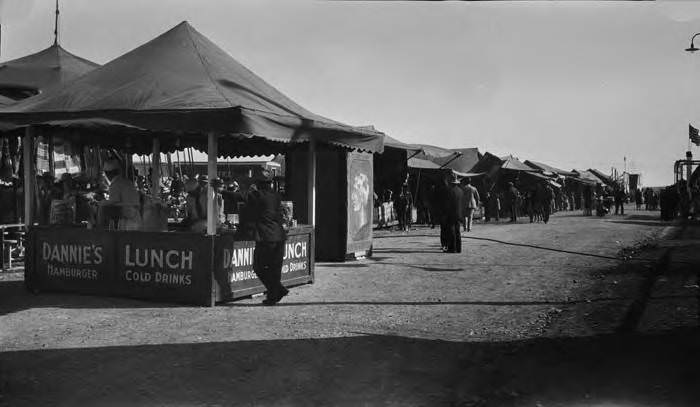 #139 Food booth on the midway at Rice-Dorman Carnival, International Exposition and Live Stock Show, San Antonio, 1925