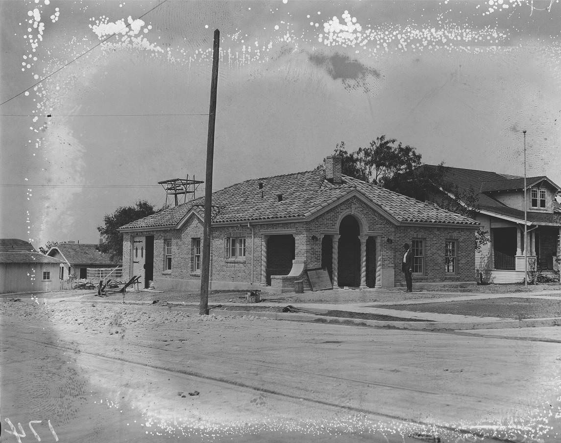 #151 The exterior of Fire Station No. 17 at 547 W. Gramercy before it was completed, 1925
