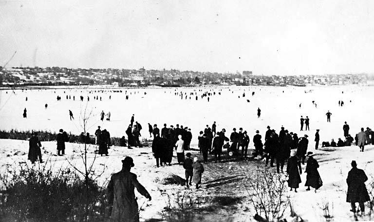#43 Ice skaters on Lake Union, 1890
