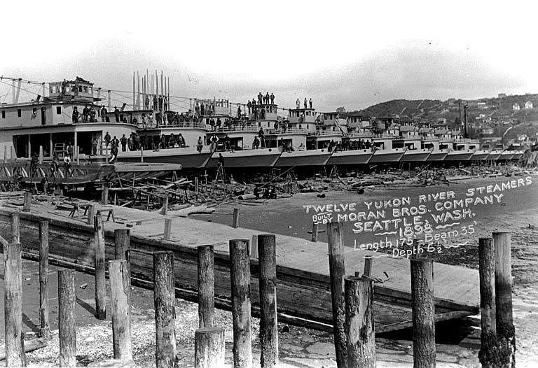 #150 Moran Brothers Co. shipyards building steamboats for service in the Klondike gold rush, 1898