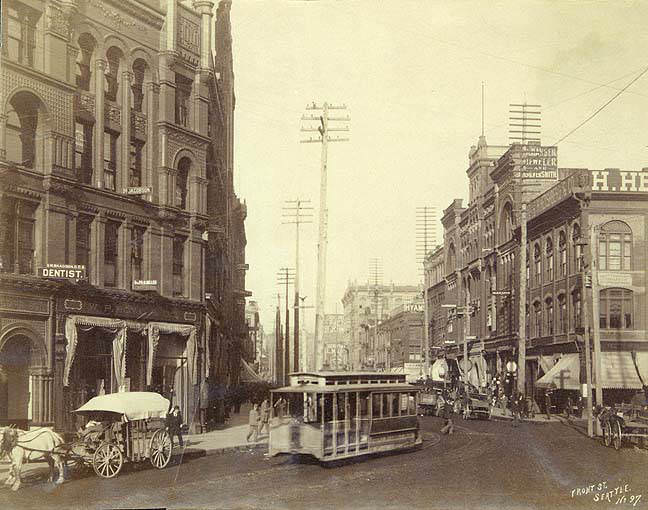 #13 1st Avenue from Cherry St., looking north, Seattle, 1890.