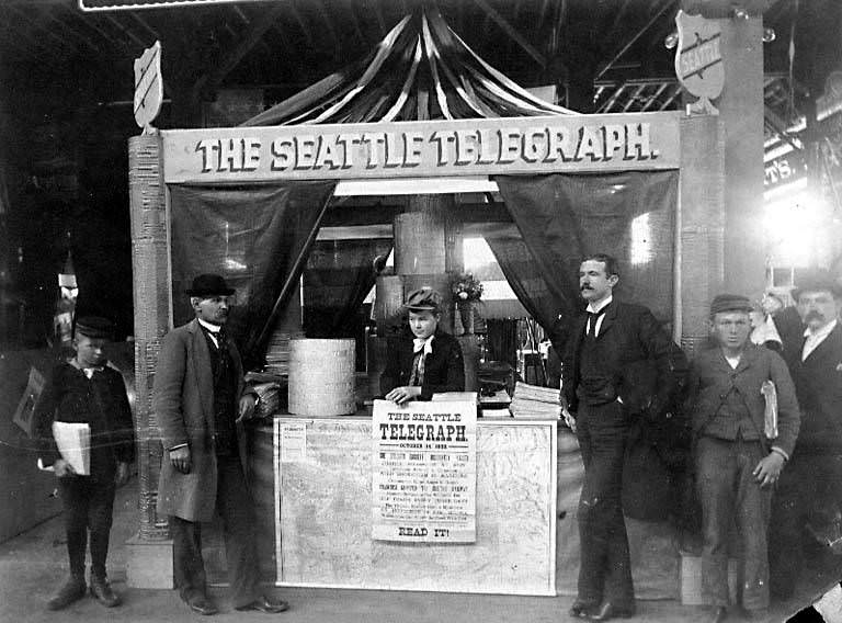 #84 Seattle Telegraph newspaper booth, 1890