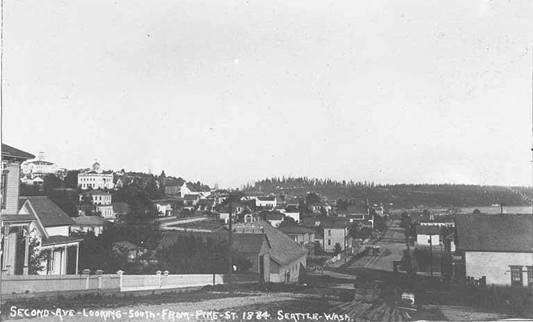 #13 2nd Ave., looking south from about Pine St., Seattle, 1884