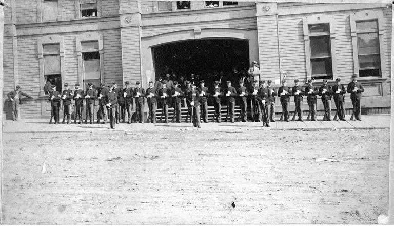#56 Washington National Guard in front of the old Armory Building, June 17, 1889
