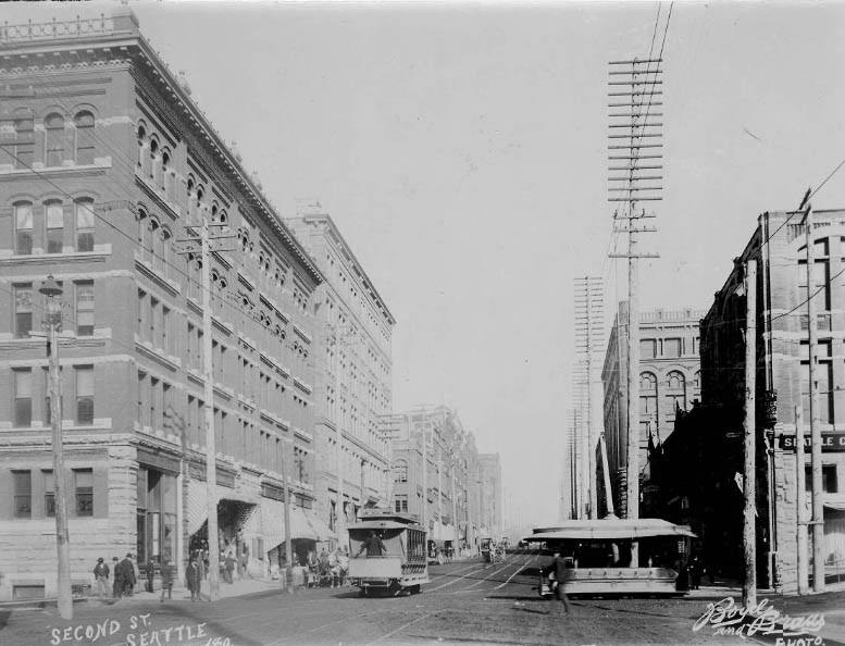 #7 2nd Avenue from James Street, looking north, Seattle, 1890