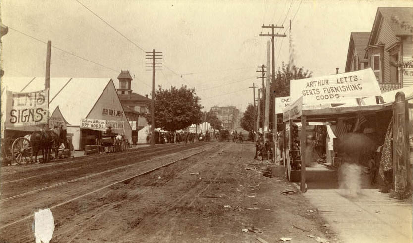 #95 Reconstruction at 2nd Ave. and Spring Street following fire, June 1889