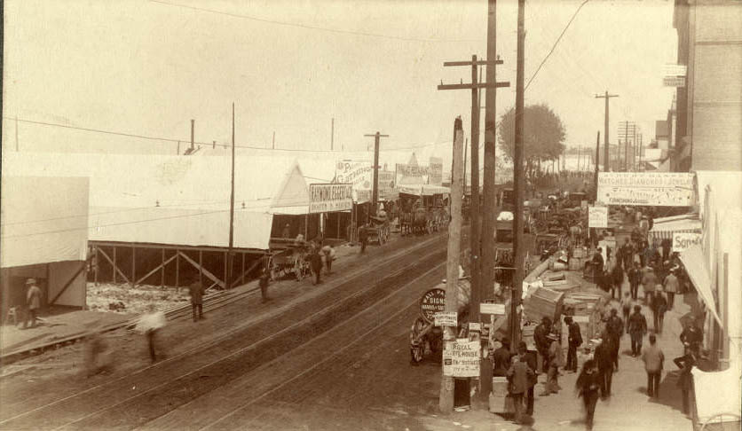 #106 Temporary tents erected after fire near 2nd Ave. and Columbia Street, July 1889