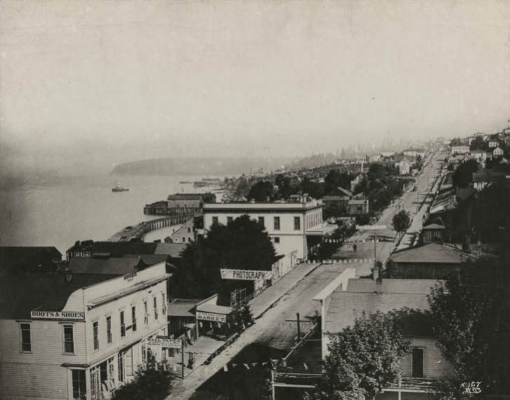#113 View north from 1st Ave. and Madison Street, 1885