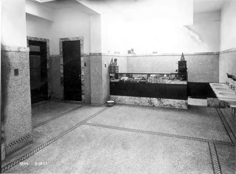 #19 Cigar concession stand in men’s restroom, Westlake Square Comfort Station, September 18, 1917
