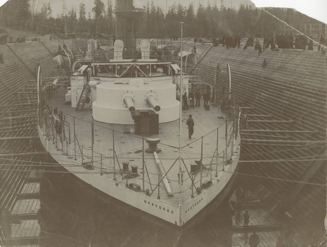#186 Monterey” gunboat in Port Orchard dry dock, 1896