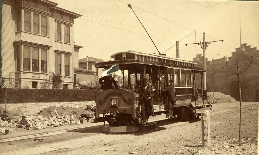 #100 First car on James St. Line at 12th Ave., 1890