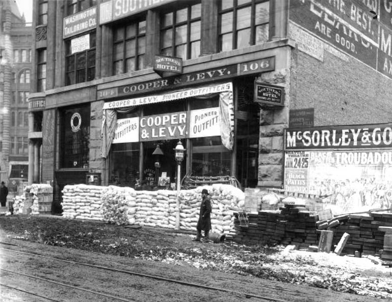 #45 Cooper & Levy store, 104-106 1st Ave. S. near Yesler Way Seattle, 1897