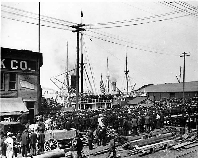 #29 Crowds at the waterfront near the foot of University Street, Seattle, 1898