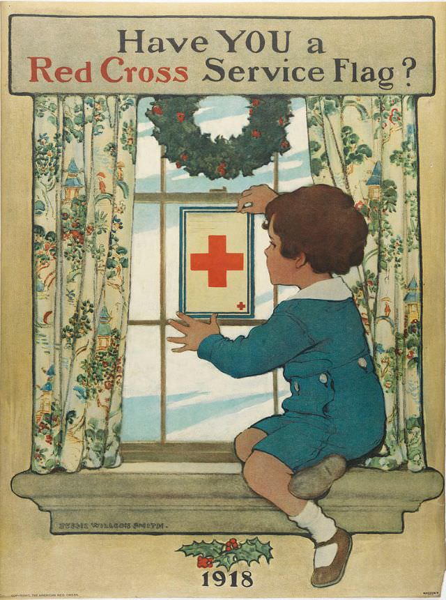 A member of the Red Cross received a service flag as a memento to display in their window and encourages others to join the Red Cross