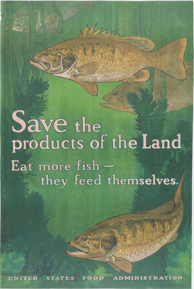 Poster urges Americans to eat fish because ‘they feed themselves,’ unlike land animals