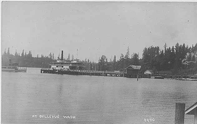 #76 Ferry Leschi at Bellevue ferry dock with the Triton approaching, Bellevue, 1917