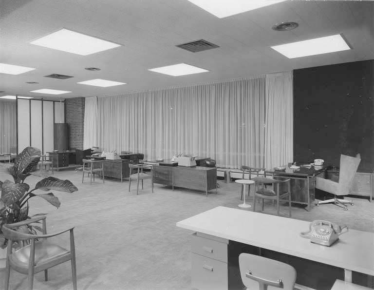 #35 Lincoln First Federal Savings & Loan interior showing office spaces, Washington, 1958