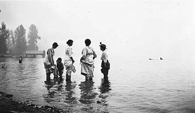 #75 Women and children wading in Meydenbauer Bay, Bellevue, 1912