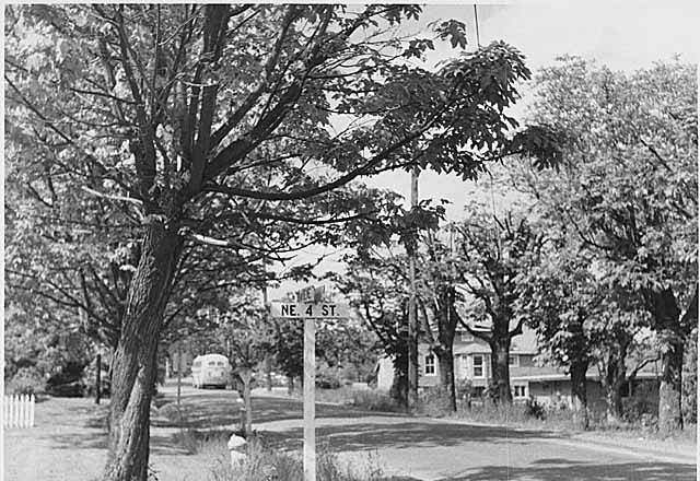 #46 100th Avenue NE looking northeast from NE 4th Street, Bellevue, May 1959