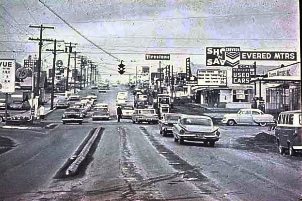 #20 Bellevue’s Main Street and Bellevue Way looking north, 1965.