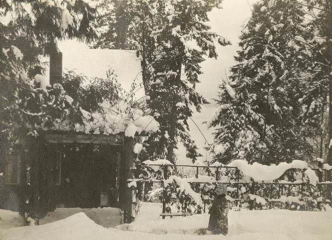 #28 Alfred Renfro, Jr. playing in snow at Beaux Arts Village, 1910