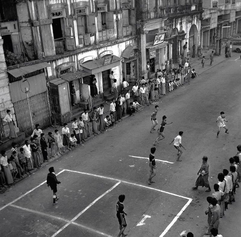 #20 Rangoon. Burmese football street tournament, Burma, 1986