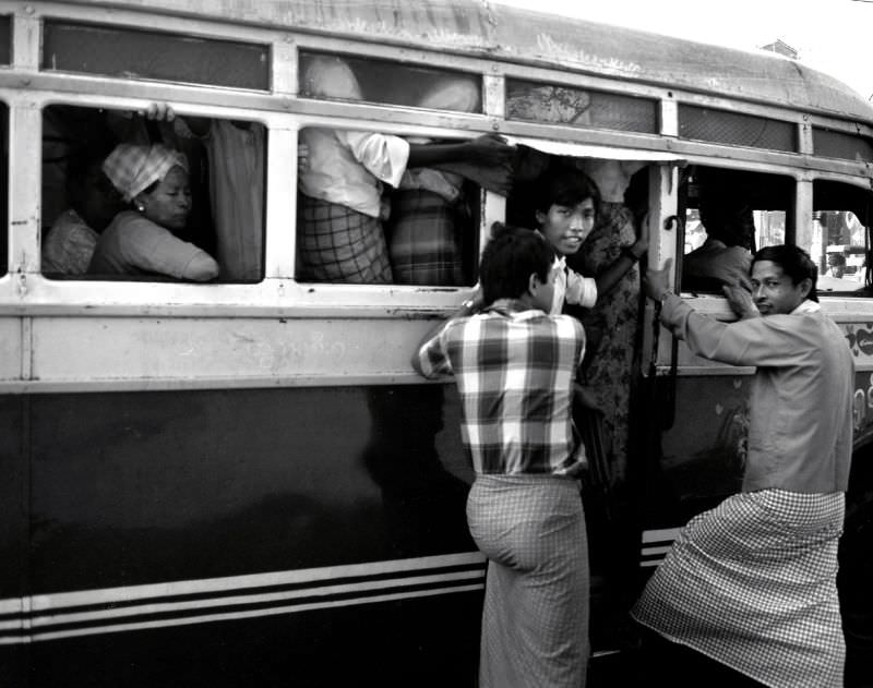 #21 Rangoon. Local transit stop, Burma, 1986