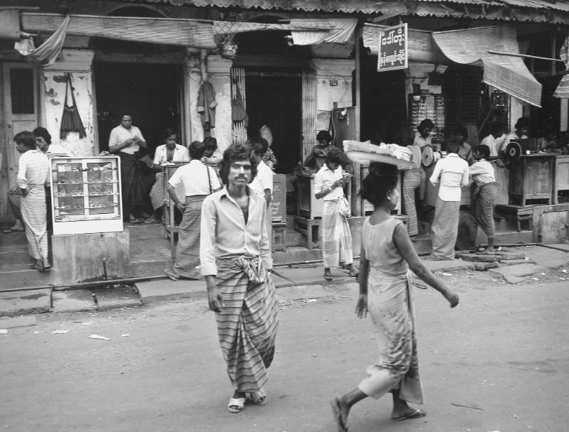 #26 Rangoon. Street scene in Rangoon’s business district, Burma, 1986