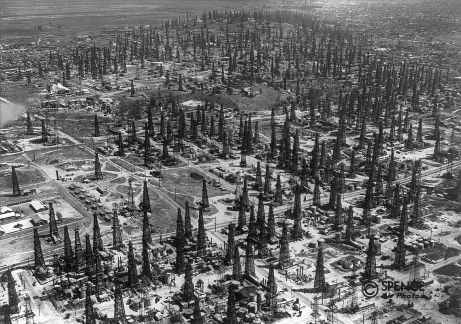 #5 A forest of oil derricks sprouts up on the Signal Hill oil field, Long Beach, California, in 1937