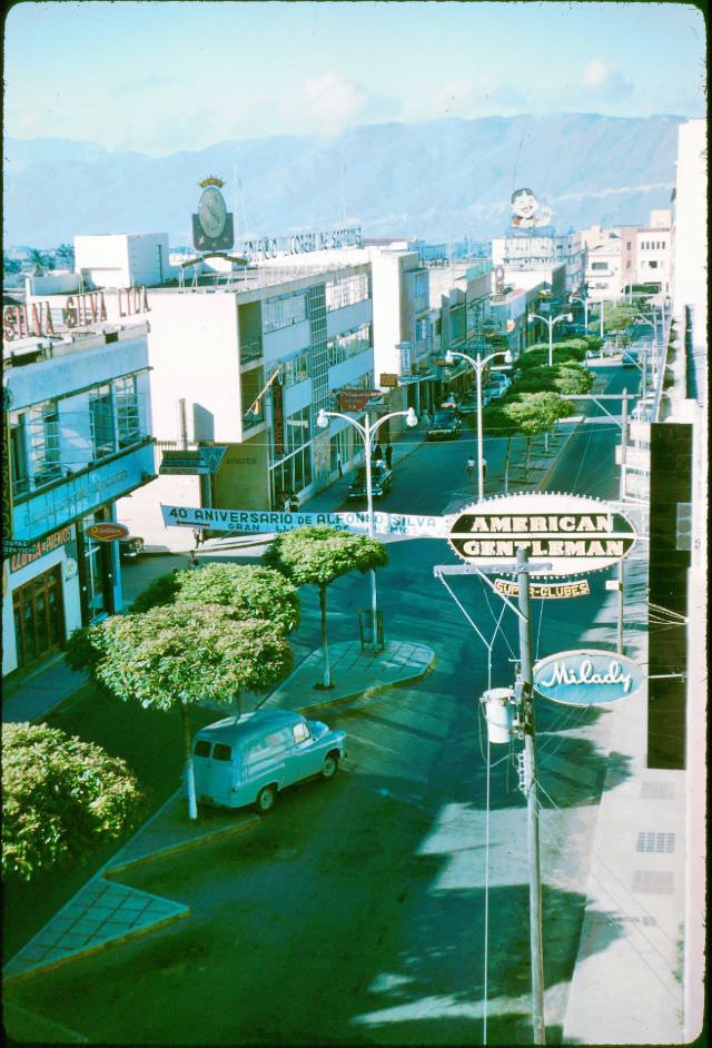 #2 Bucaramanga from hotel window. A clean, impressive city at foot of mountains, 1018m, Colombia
