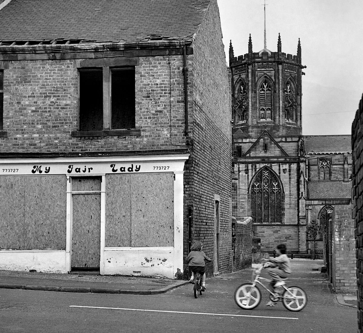 #11 A view to St Chads Church from Hyde Park Street in 1988.