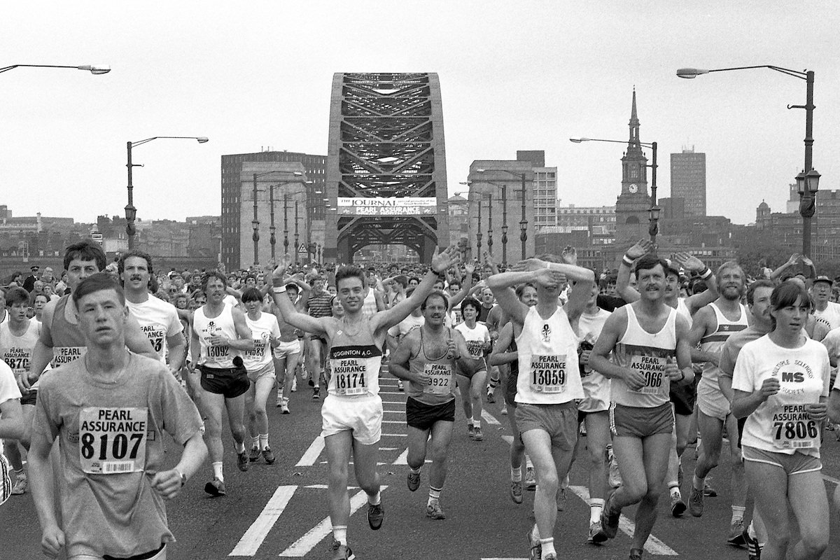 #22 The Great North Run passes through Gateshead each year – this was the 1987 race, crossing over from the Tyne Bridge