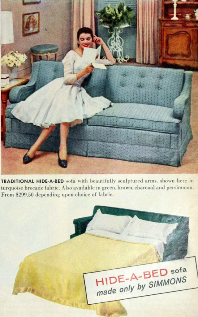No Spare Bedroom Needed: Vintage Ads of Hide-a-Bed Sofa Ads by Simmons from the 1950s Vintage Ads