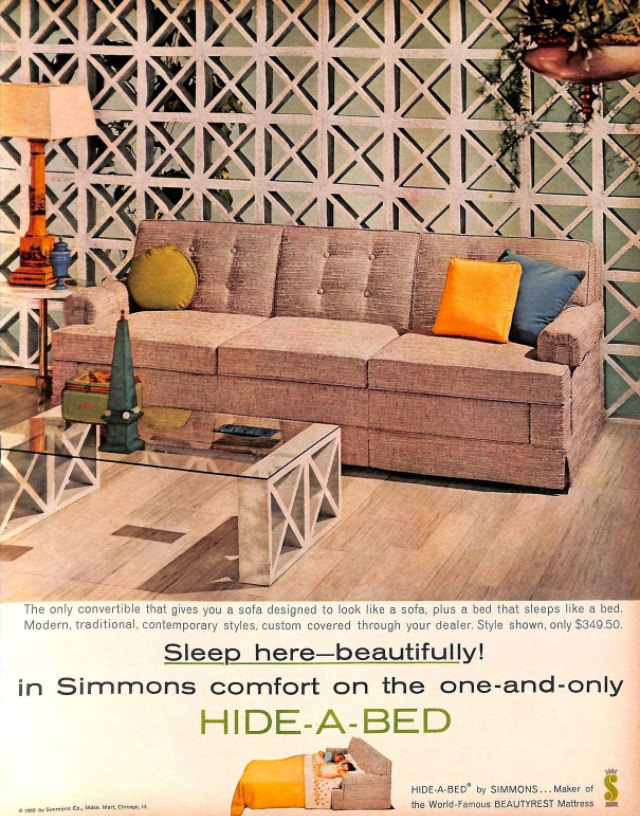 No Spare Bedroom Needed: Vintage Ads of Hide-a-Bed Sofa Ads by Simmons from the 1950s Vintage Ads
