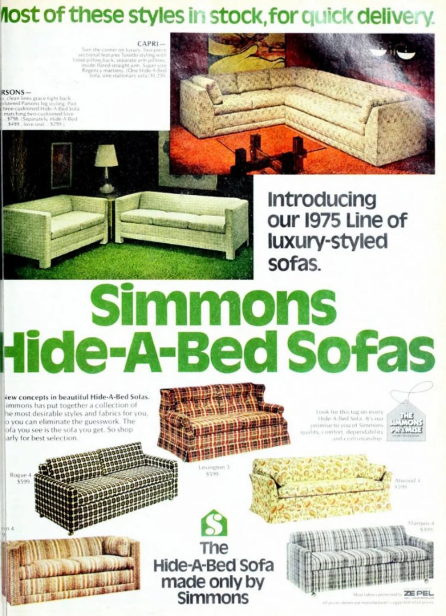 No Spare Bedroom Needed: Vintage Ads of Hide-a-Bed Sofa Ads by Simmons from the 1950s Vintage Ads