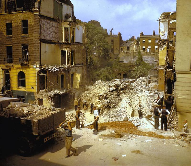 #14 Scene from London after heavy German air raid bombing attacks during the Battle of Britain, September 1940