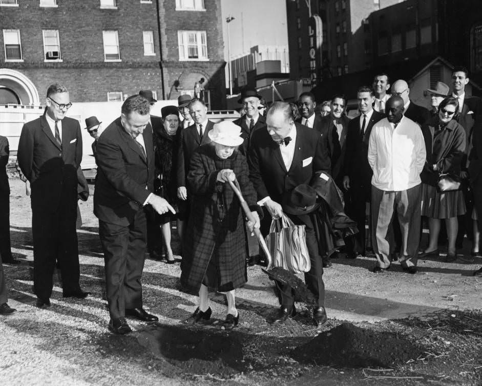 #109 Charles Trabue, Beverly Briley, and Ben West at the groundbreaking for a new main library in Nashville, Tennessee, 1963