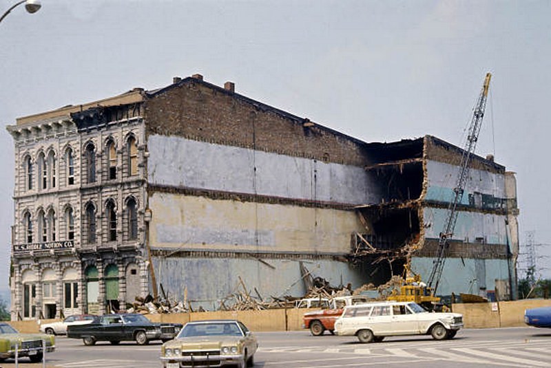 #104 The destruction of buildings on the east side of the Public Square in Nashville, Tennessee, 1974