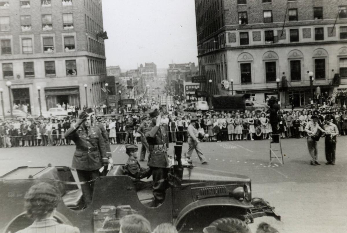 #26 Crowds and military jeep in 1942 Army Day Parade, 1942