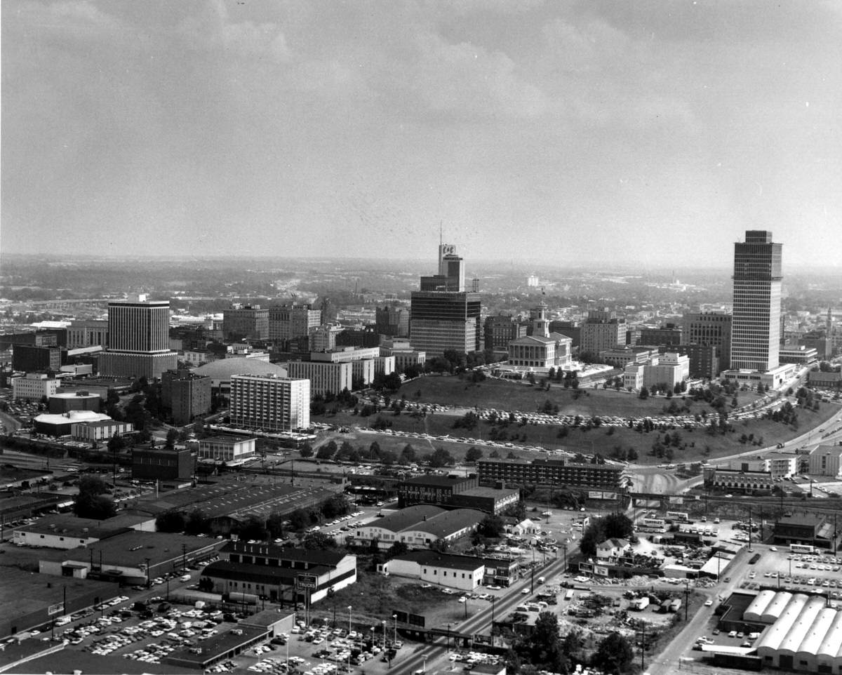 #24 An aerial view of downtown Nashville, Tennessee, looking southeast, 1970